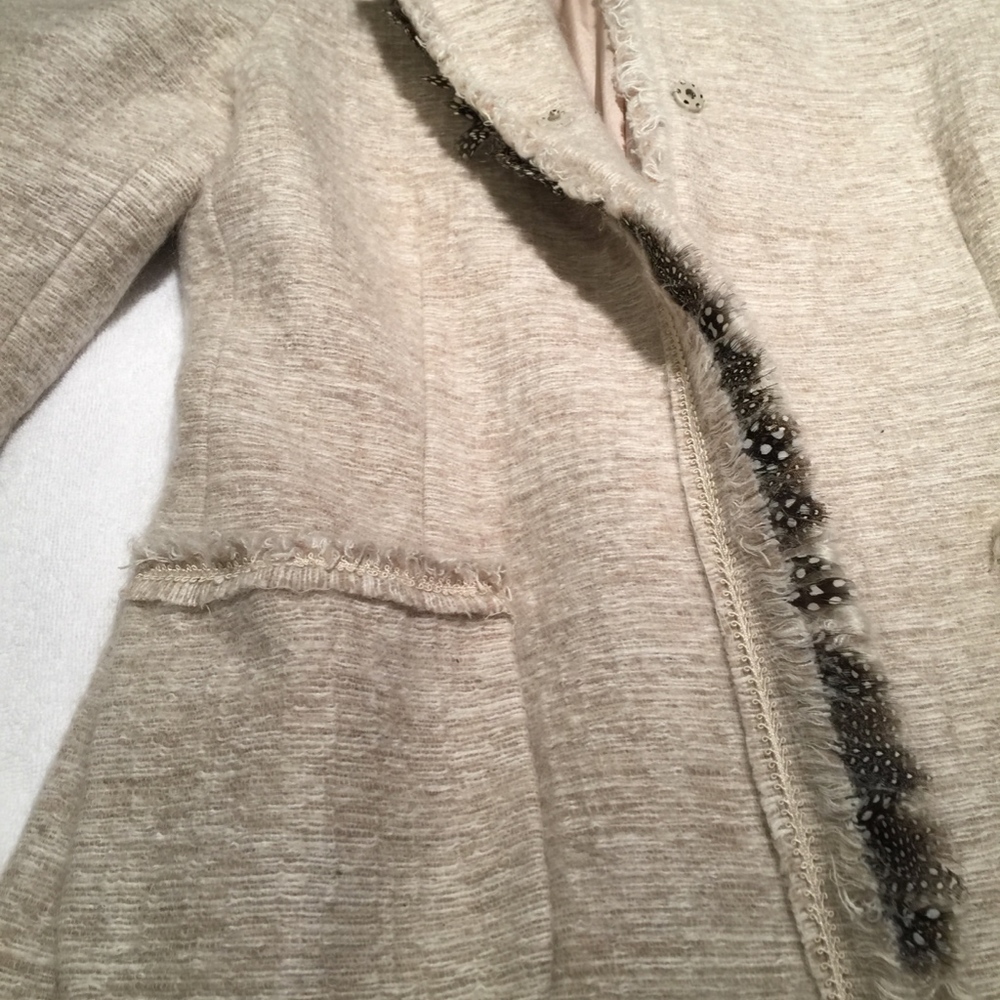 ALBERTA FERRETI Mohair Feather Wool Coat/Jacket